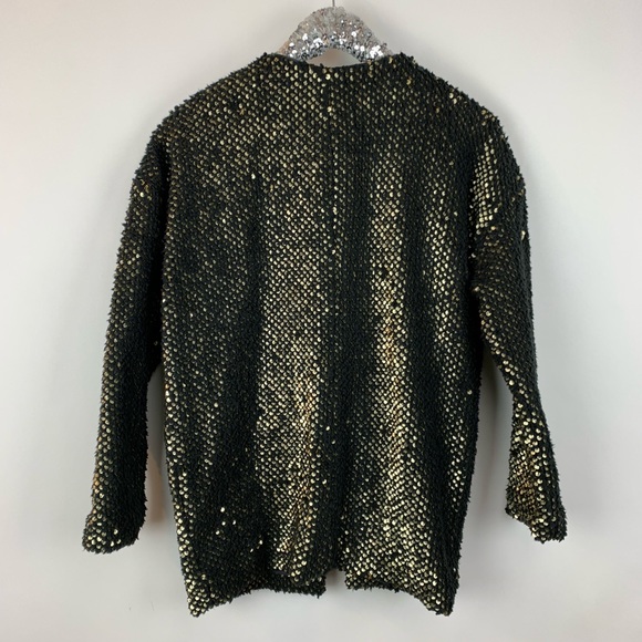Express Gold Sequin Sweater Coat - Picture 2 of 5